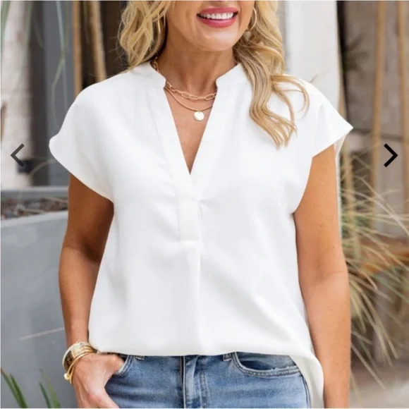 Avara | Wanna B V Neck Blouse | Large | White - Picture 1 of 8